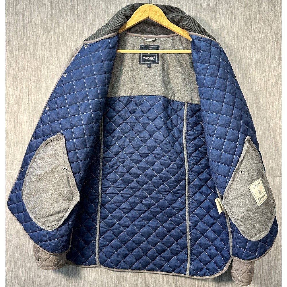 Frank and Oak Jacket Size XL Gray Diamond Quilted Coat Snaps - Picture 4 of 9